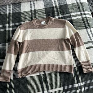 Pink Rose Brown and Cream Striped Sweater